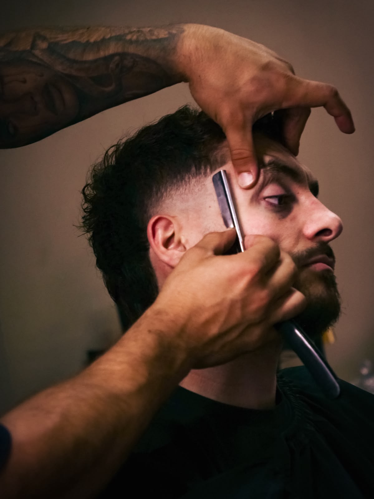 Straight razor line-up and beard detailing at Bona Fide Coiffure